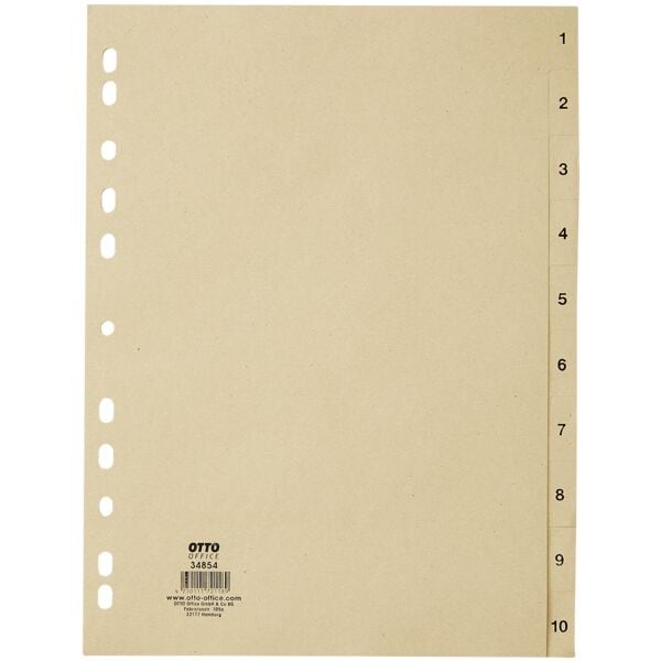 OTTO Office Nature Register, A4, 1-10 10-teilig, chamois, Recycling-Tauenpapier