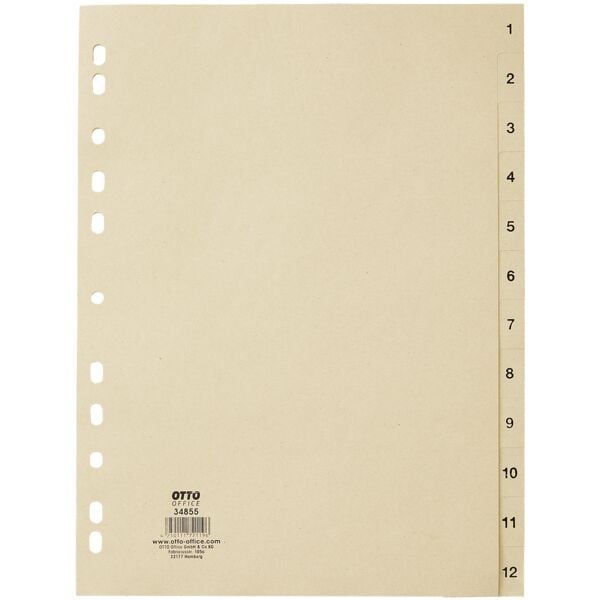 OTTO Office Nature Register, A4, 1-12 12-teilig, chamois, Recycling-Tauenpapier