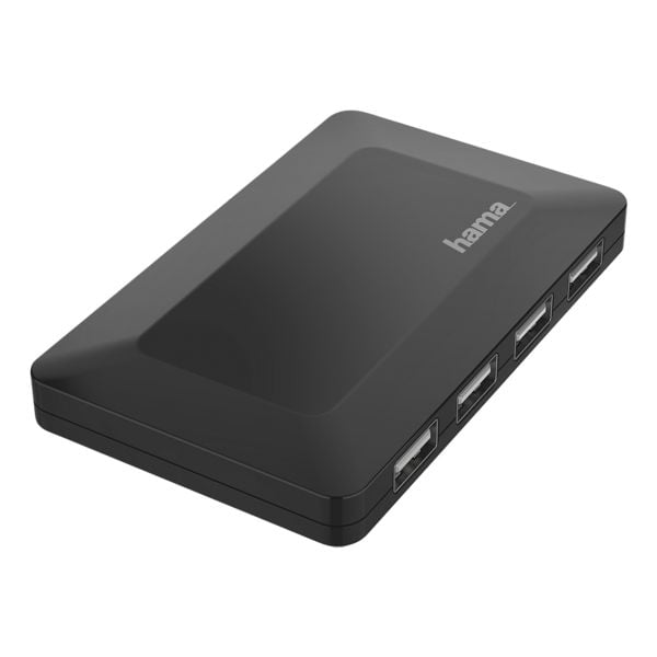 Hama USB-2.0-Hub, 4 Ports, schwarz inkl. Netzteil