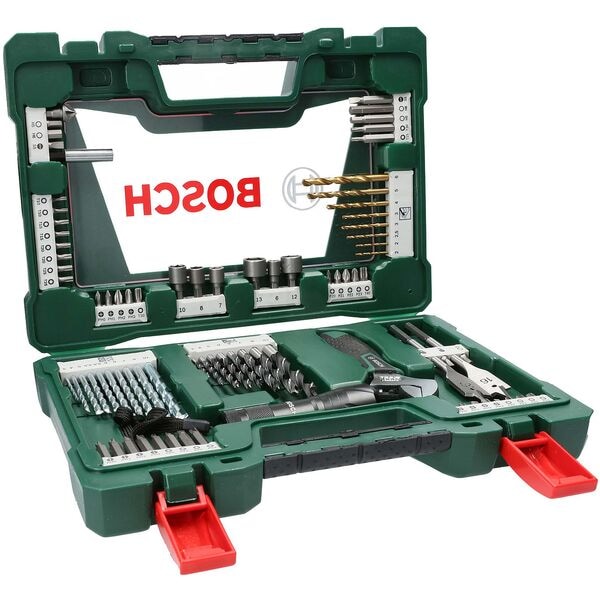 BOSCH 83-teilig TiN-Bohrer- und Bit-Set V-Line mit LED Taschenlampe