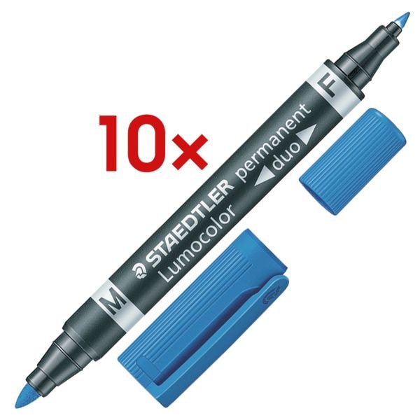 10x STAEDTLER Permanent-Marker Lumocolor permanent duo - Rundspitze, Strichstrke 0,6  - 1,5 mm (F/M)