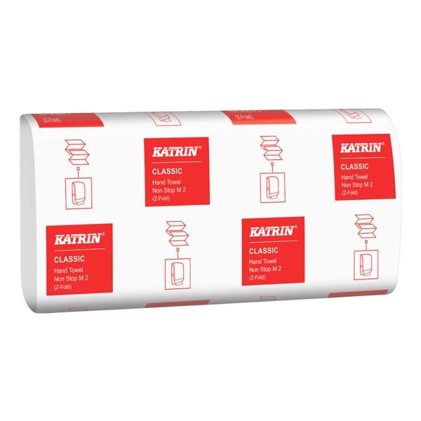 Papierhandtücher Katrin Non Stop M2 2-lagig, weiß, 24 cm x 24 cm aus Papier mit Z-Falzung - 4000 Blatt gesamt
