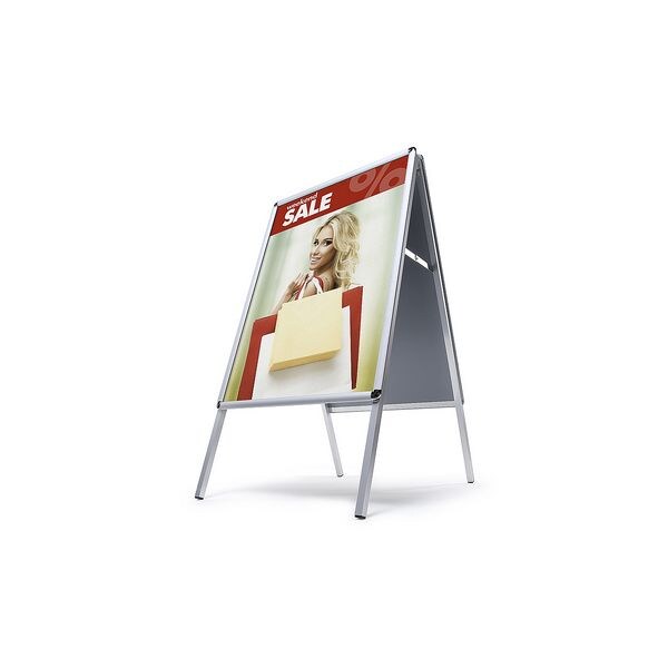 Showdown Displays Kundenstopper 70 x 100 cm Standard Rundecken Innenbereich silber
