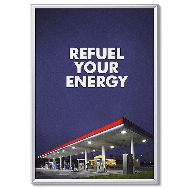 Showdown Displays Klapprahmen A0 Gehrungsecken 32 mm Profil silber