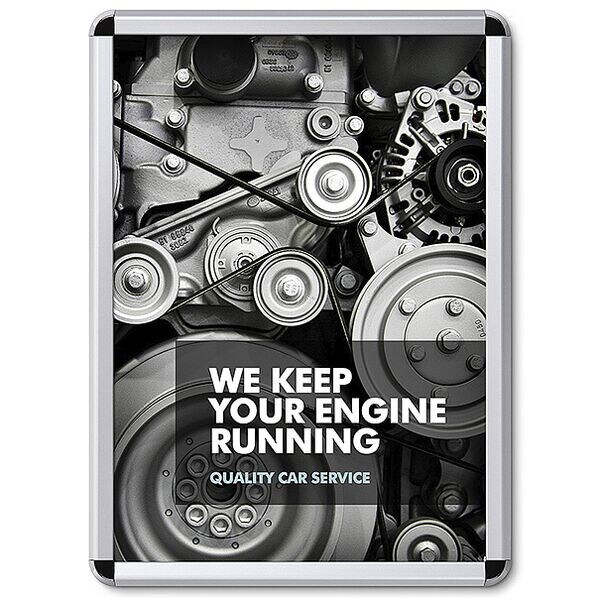 Showdown Displays Klapprahmen 50 x 70 cm Rundecken 32 mm Profil silber