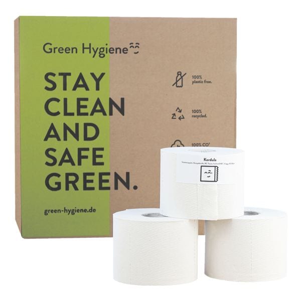 Green Hygiene 36 Rollen CO₂-neutrales Recycling-Toilettenpapier Kordula, 3-lagig, wei, Kleinrolle