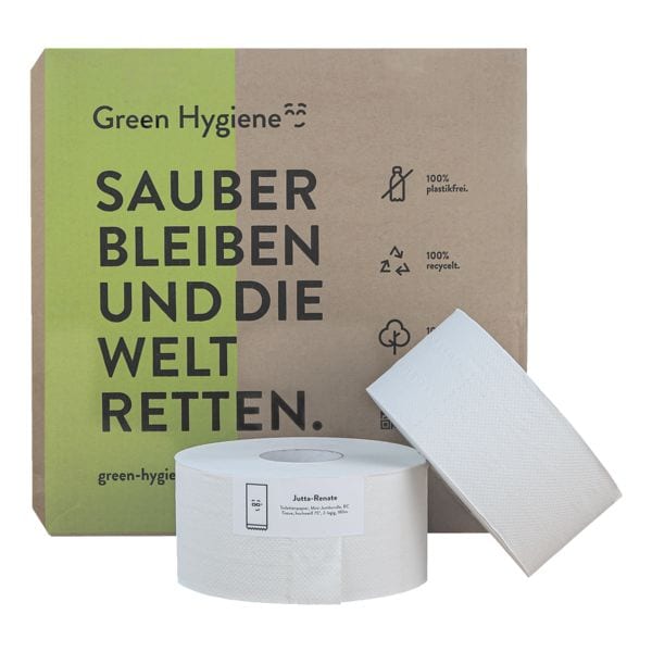 Green Hygiene 16 Rollen CO₂-neutrales Recycling-Toilettenpapier Jutta-Renate, 2-lagig, wei, Grorolle