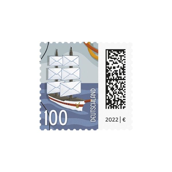 Porto ab 2022: 1,00 € Briefmarkenrolle Briefsegler Deutsche Post, 200x Briefmarken nassklebend
