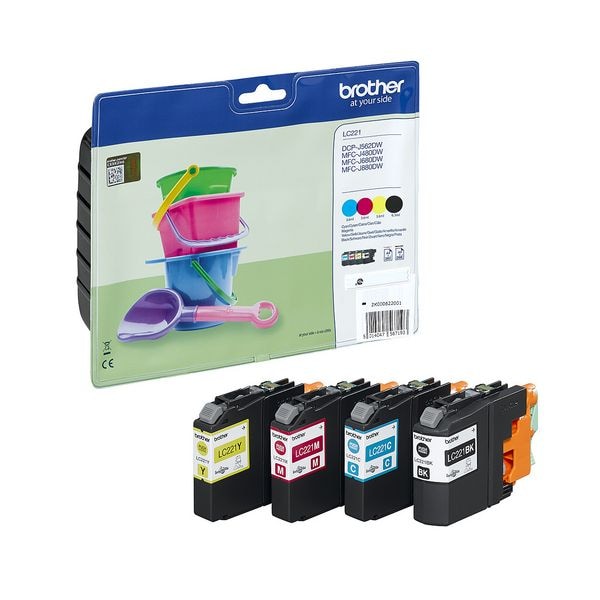Brother 4er-Pack Tintenpatronen LC-221BK/C/M/Y schwarz, cyan, magenta, gelb