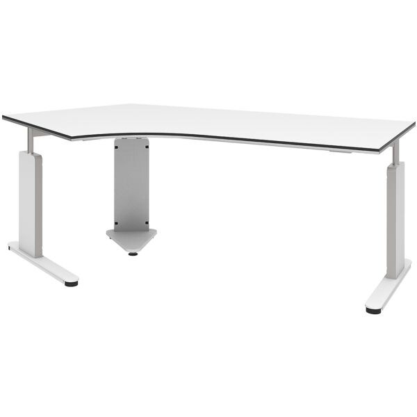 rhr Schreibtisch Objekt Plus 217 cm, C-Fu wei/alufarben, 120  Winkel links