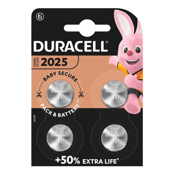 Duracell 4er-Pack Knopfzellen CR2025