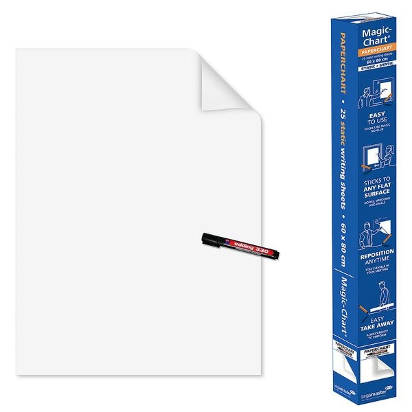 Legamaster Flipchartfolie Magic-Chart Paperchart 7-159400 60 x 80 cm blanko mit Permanentmarker edding 330