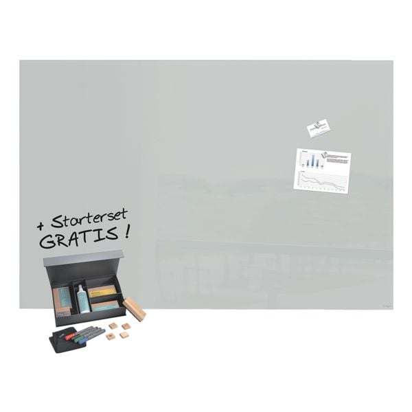 Aktions-Set »Artverum SF477«: Glas-Magnettafel 150 x 100 cm grau inkl. Gratis-Zubehör
