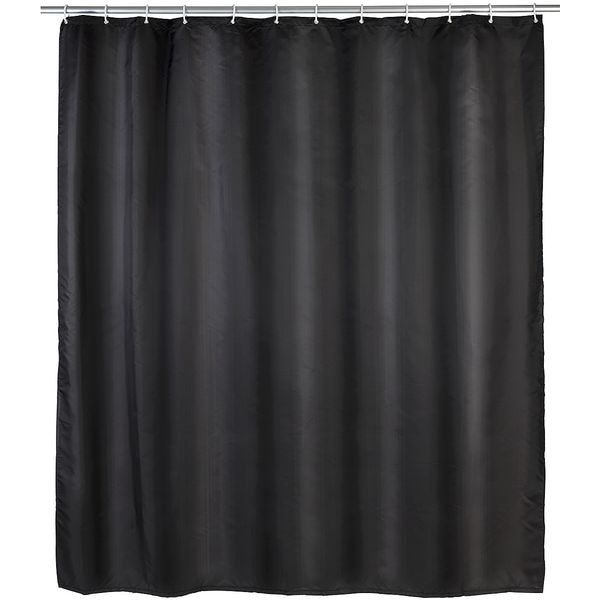 Wenko Anti-Schimmel Duschvorhang schwarz einfarbig Textil 180 cm x 200 cm
