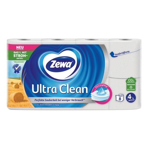Zewa Toilettenpapier Ultra Clean 4-lagig, wei - 16 Rollen (1 Pack  16 Rollen)