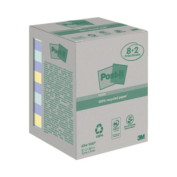 Haftnotizen Recycling Notes 76 x 76 mm - 8 + 2 Blcke mehrfarbig