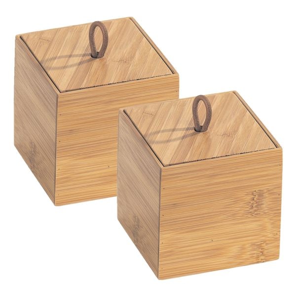 Wenko 2er-Pack Bambus Box Terra S mit Deckel