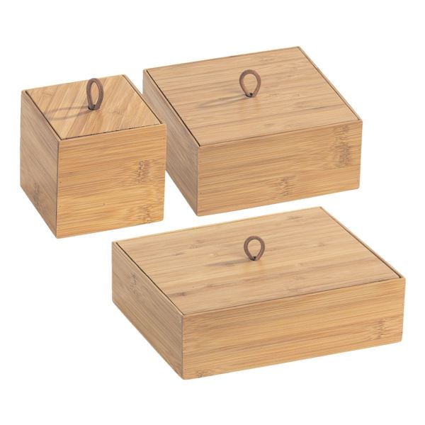 Wenko 3er-Set Bambus Box Terra S / M / L mit Deckel