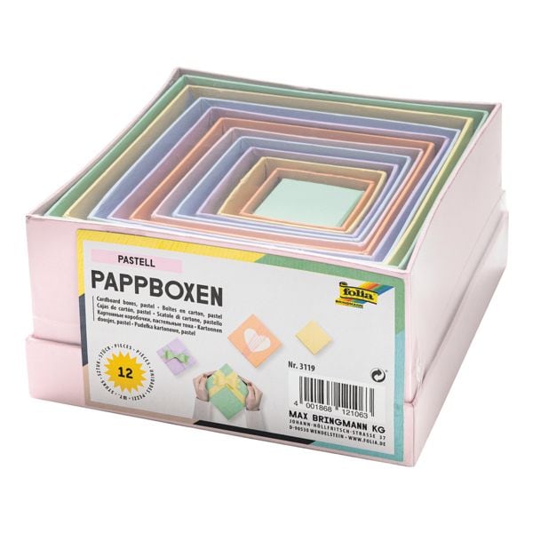 folia 12er-Set Papp-Boxen PASTELL