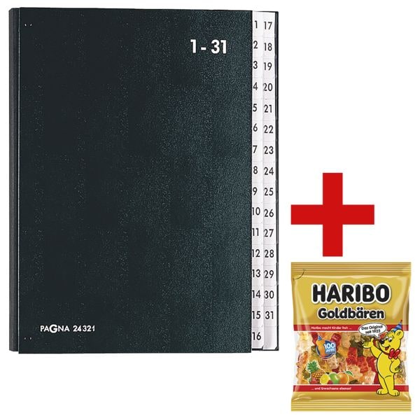 Pagna Pultordner 1-31 Pultordner 1-31 inkl. Fruchtgummi Goldbren 175 g