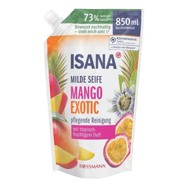 ISANA Milde Seife Mango Exotic 850 ml Nachfllbeutel