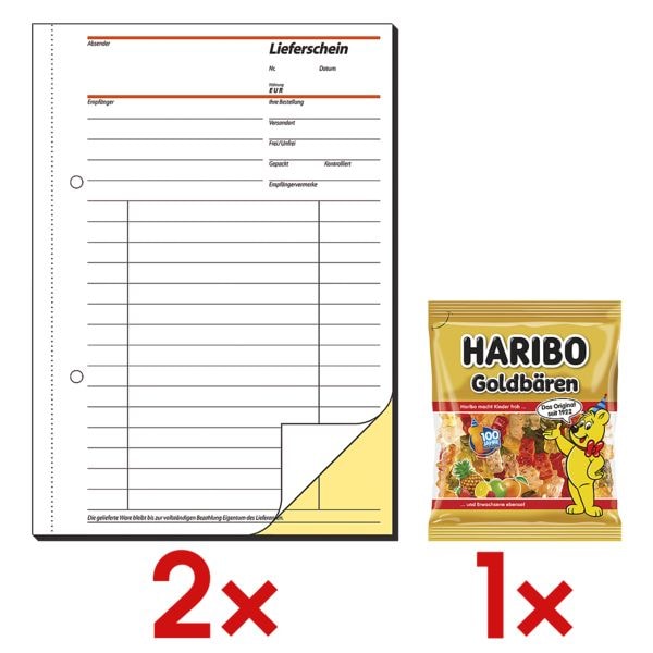 Sigel 2x Formularbuch »Lieferschein mit Empfangsschein« SD011 inkl. Fruchtgummi »Goldbären«