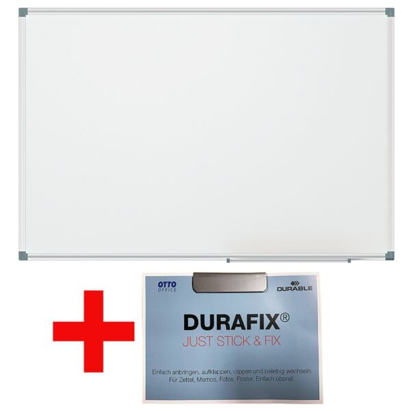 Maul Whiteboard Maulstandard kunststoffbeschichtet, 90x60 cm inkl. Zettelclip Durafix® Clip 60 mm und Werbekarte