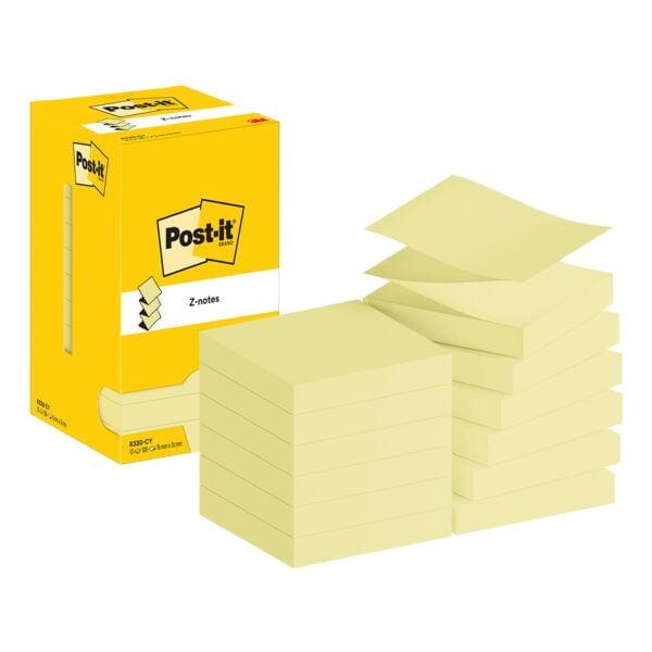 12x Post-it Notes 7,6 x 7,6 cm, 100 Blatt gesamt, gelb