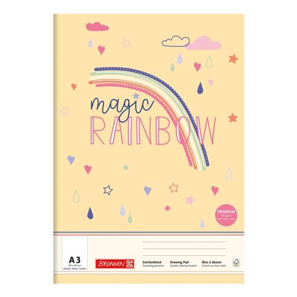 Brunnen Zeichenblock Magic Rainbow A3 20 Blatt