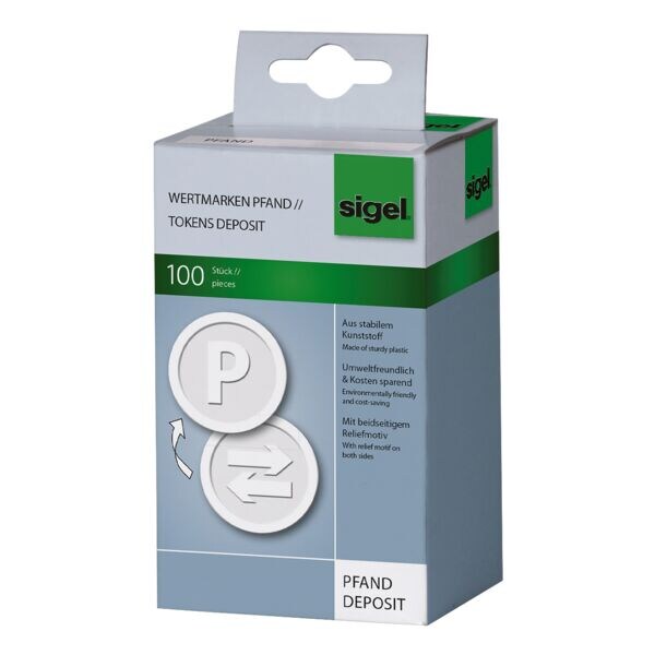 Sigel 100er-Pack Wertmarken �Pfand� wei�