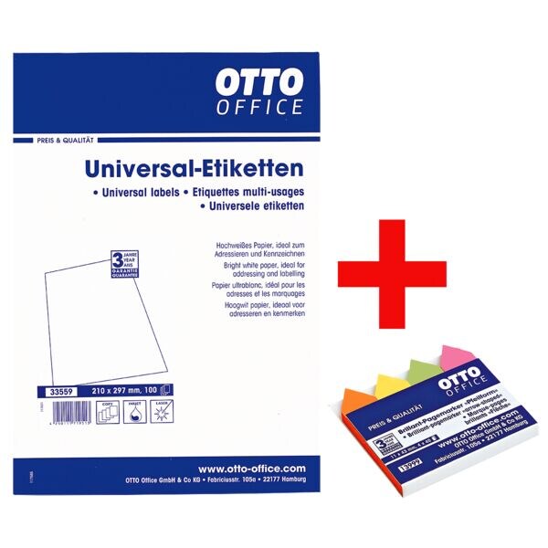 OTTO Office 100er-Pack Universal Klebeetiketten inkl. Pagemarker Pfeil 43 x 11 mm