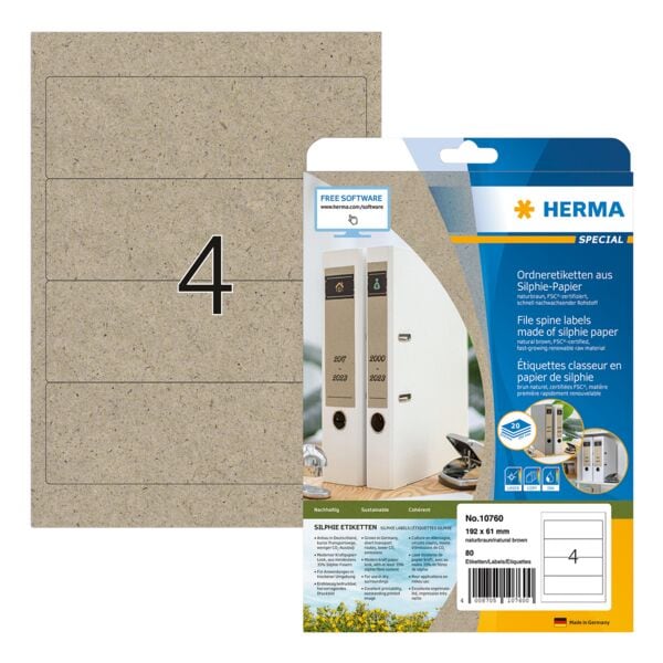 Herma 80 Ordneretiketten 192 x 61 mm - naturbraun