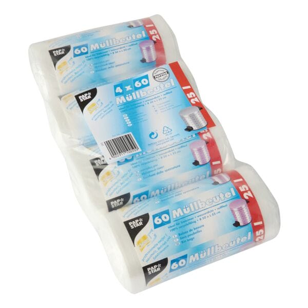 Papstar Mllbeutel 25 L transparent 240 Stck (4x 60 Stck)