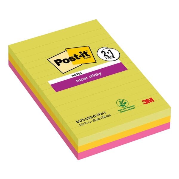 Post-it Super Sticky Haftnotizen Super Sticky 10,1 x 15,2 cm, 225 Blatt gesamt