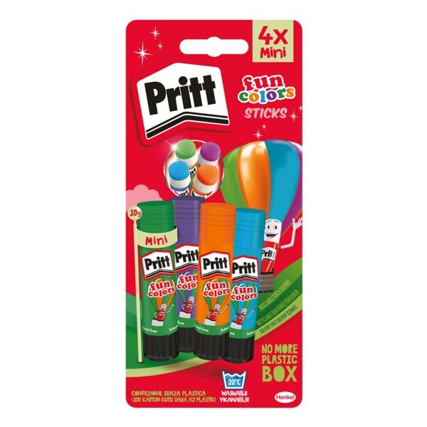 Pritt 4er-Pack Klebestifte Fun Colors 4x 10 g