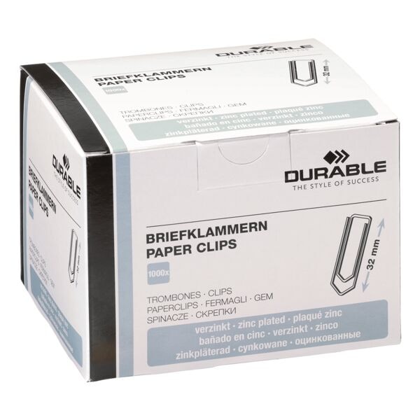 Durable 1000er-Pack Briefklammern - 32 mm - verzinkt