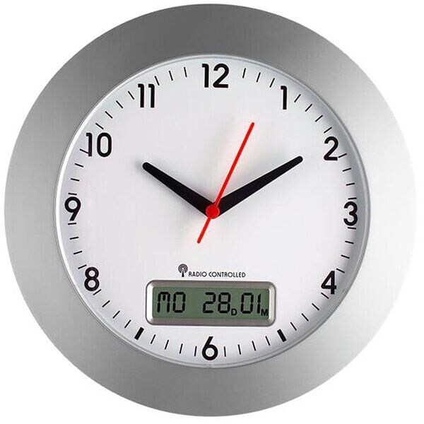 TFA Funk-Wanduhr 98.1092 silber Ø 30 cm TFA Funk-Wanduhr 98.1092 silber Ø 30 cm