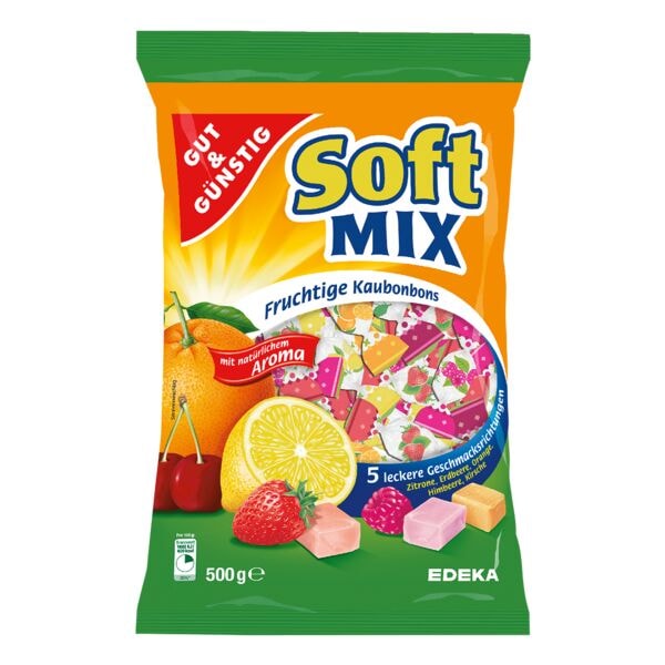 Gut und Gnstig Kaubonbons Soft Mix 500g einzeln verpackt