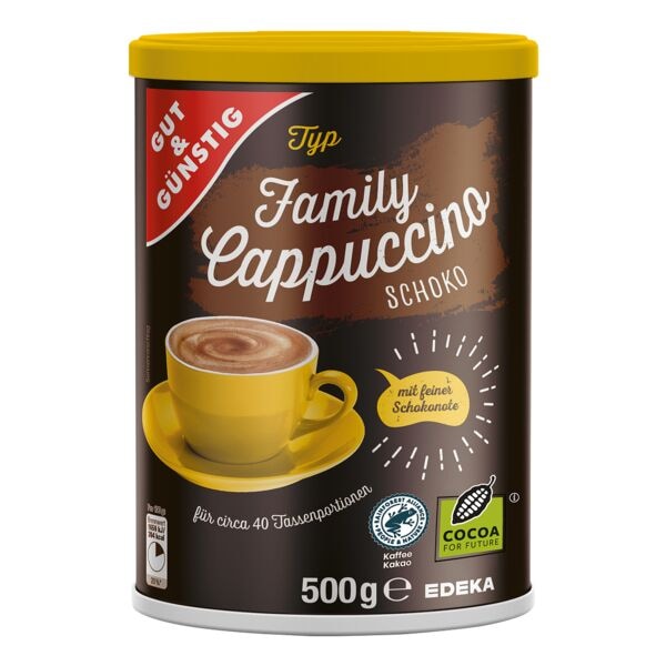 Gut und Gnstig Family Cappuccino Schoko Instant Kaffee-Spezialitt (40 Portionen)