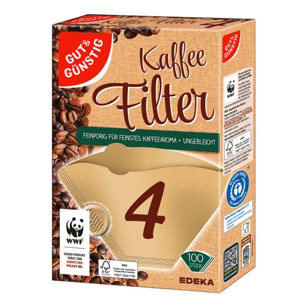 Gut und Gnstig Kaffeefilter naturbraun Gre 4 100 Stck