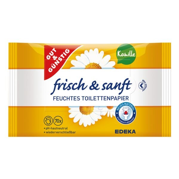 Gut & Gnstig Feuchtes Toilettenpapier 2er-Pack feuchtes Toilettenpapier Kamille 70ST