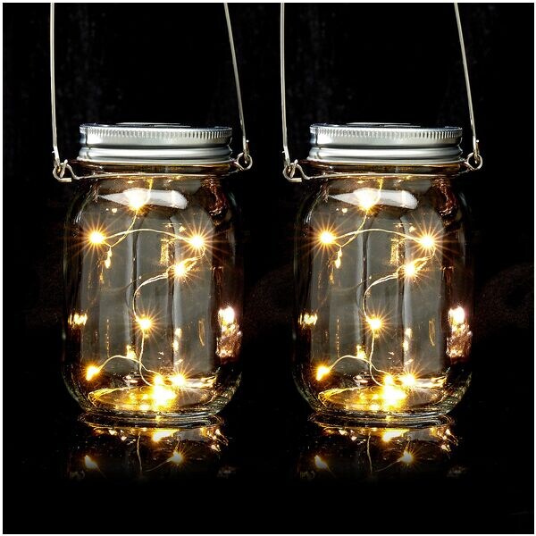 relaxdays LED Solarleuchten 2er-Set Glas relaxdays LED Solarleuchten 2er-Set Glas