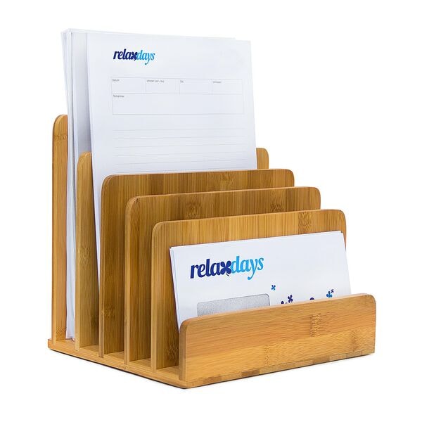 relaxdays Dokumentenhalter Bambus stehend natur