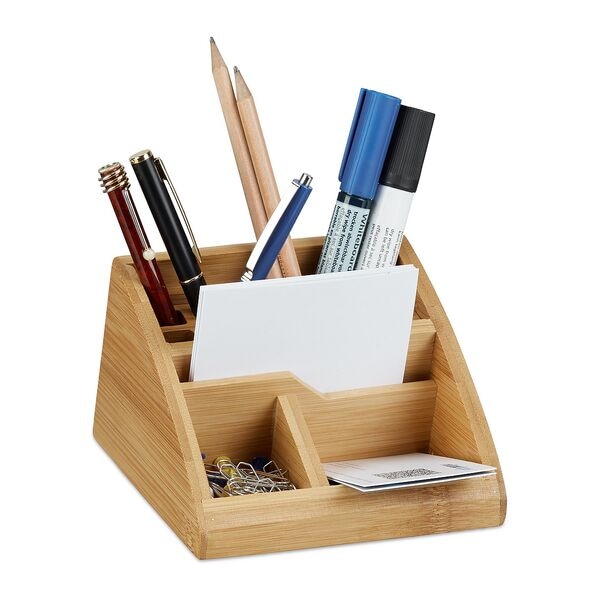 relaxdays Schreibtisch Organizer Bambus mit 5 Fächern