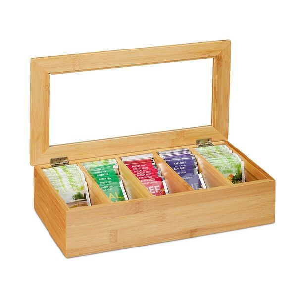 relaxdays Teebox Bambus 5 Fcher