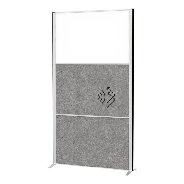 MAUL Stellwand MAULconnecto 2 Akustikpanels dunkelgrau + 1 Whiteboardpanel mit Standfu