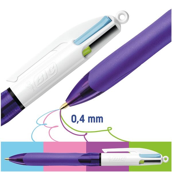 Mehrfarb-Kugelschreiber BIC 4 Colours Grip Fun, dokumentenecht