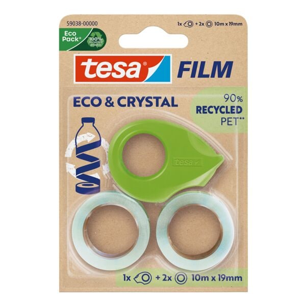 tesa Klebeband-Set Eco & Crystal, transparent, 2 Stck, 19 mm / 10 m
