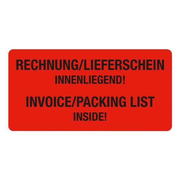 EICHNER Verpackungsetiketten Hinweis Rechnung/Lieferschein innenliegend!