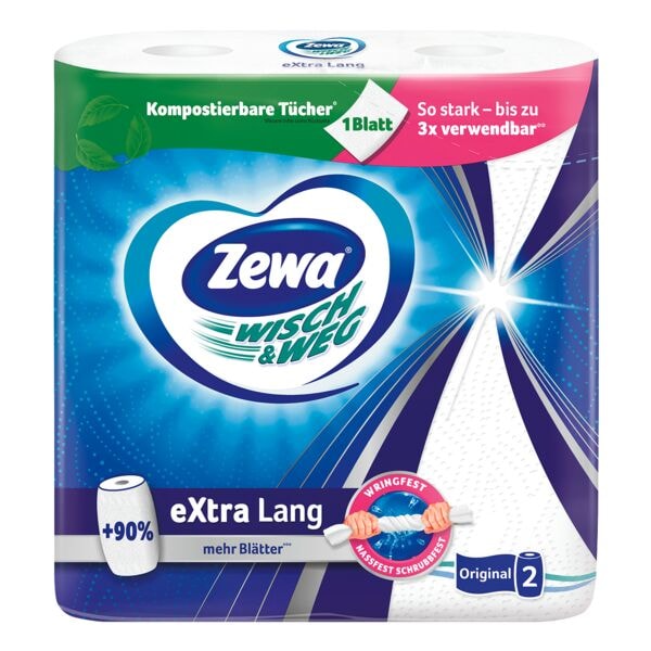 Zewa Küchenrollen »WISCH&WEG Original eXtra Lang« 2-lagig, 2 Rollen, kompostierbar